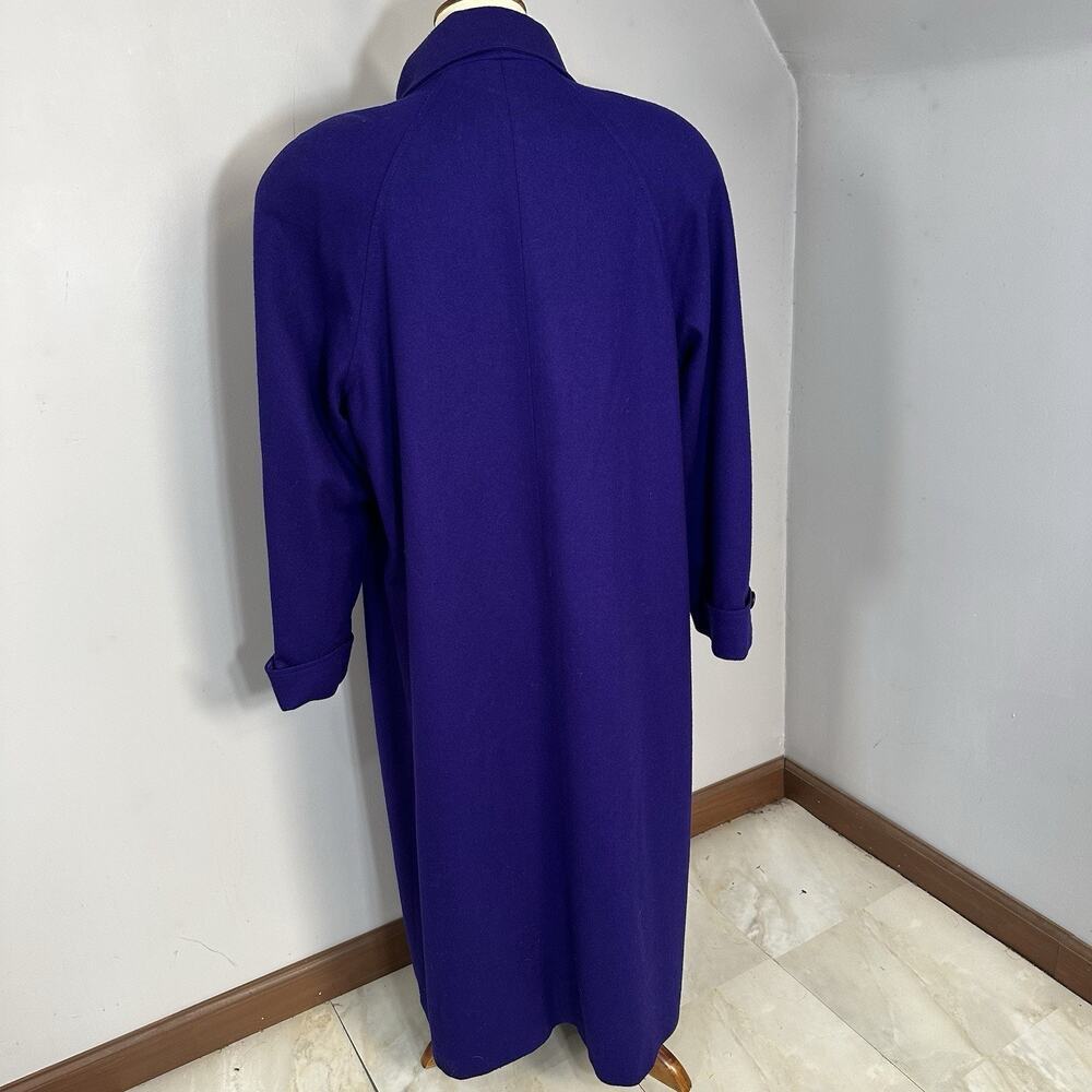 VTG Womens Purple Overcoat Wool Long Winter Trench Large Preppy Old Money ILGWU - Picture 8 of 14